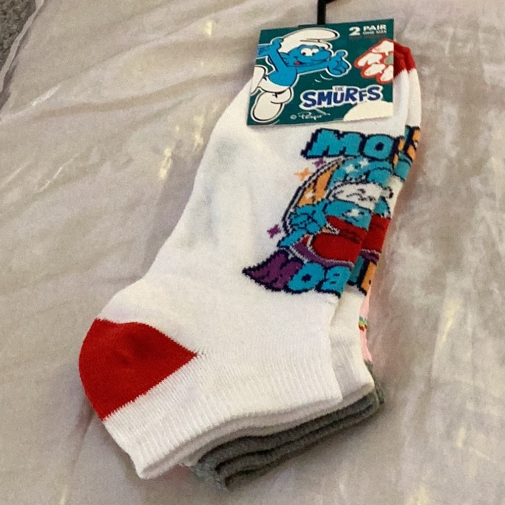 NWT Fun Smurf Socks 2 Pairs Makes the Perfect Gift Brand New